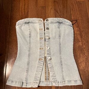 H&M Light Blue Denim Strapless Top